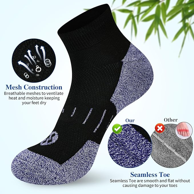 Diabetic Socks for Men,6 Pairs Ankle Mens Diabetic Socks,Diabetic Neuropathy Socks for Men 9-12