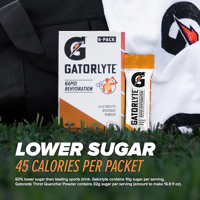 Gatorlyte Rapid Rehydration Electrolyte Beverage, Variety Pack, Lower Sugar, Specialized Blend of 5 Electrolytes, No Artificial Sweeteners or Flavors, 18 pack, 1 pack mixes with 16.9oz (500ml) water