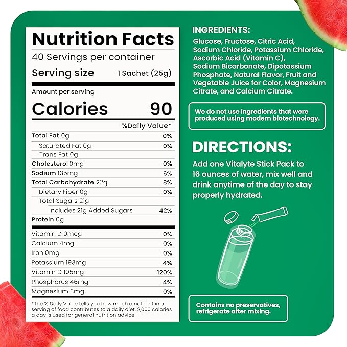 Vitalyte Electrolytes Packets Isotonic Sports Drink | Electrolytes Powder Packets Sports Nutrition Electrolyte Replacement Drinks Dehydration Relief Packets