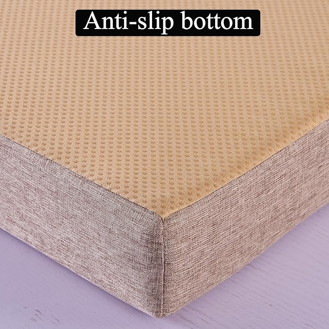 Custom Long Dining Bench Cushion for Indoor Furniture Non-Slip Rectangle Window Seat Cushions 60 x14 Inch, Khaki