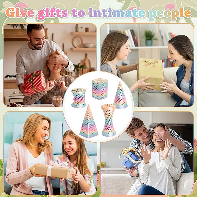 5 Packs Impossible Cone Fidget Toy, 3D Printed Spiral Cone Fidget Toy for Anxiety Relaxing, Impossible Pyramid Passthrough Birthday Party Gift for Adults & Kids Desk Decor, Christmas toys(Candy Color)