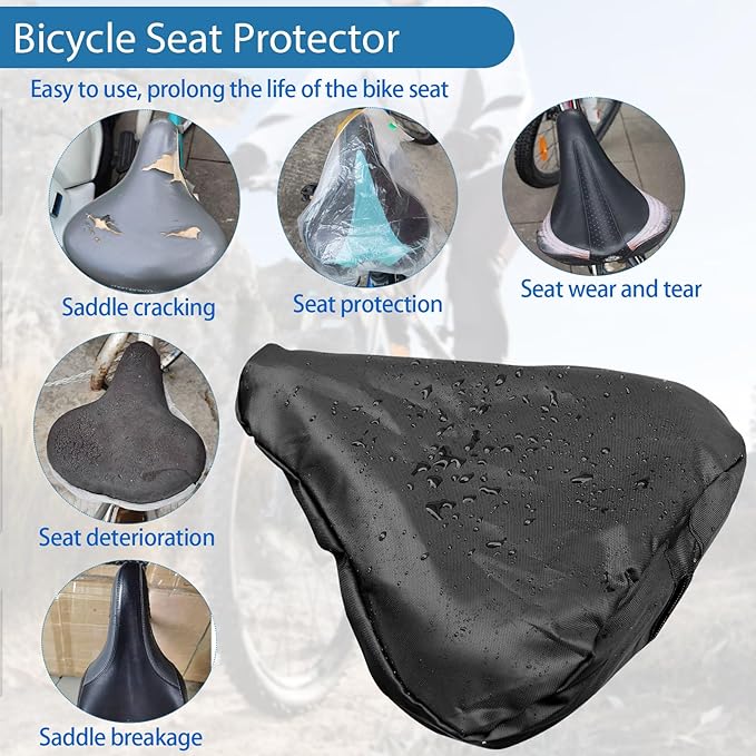 New Bicycle Seat Cushion Waterproof UV Protection Unisex for Gym Bike Mountain Bike Road Bike with Protective Lock Durable Rain Dustproof Cover