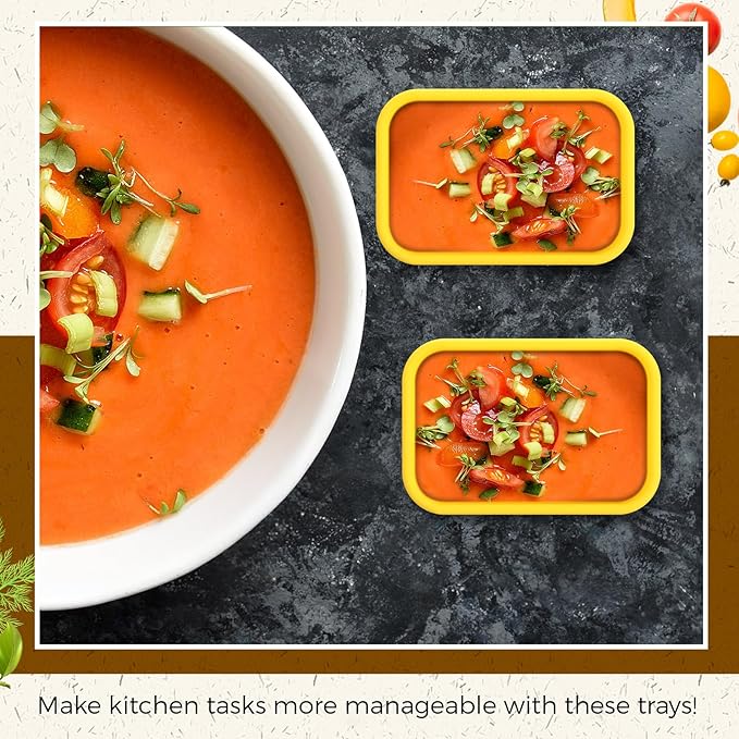 Nuogo 8 Pcs 1 Cup Silicone Freezer Containers with Lid Soup Freezer Molds Silicone Soup Containers Rectangle Trays Reusable Food Preserving Tray Ice Trays for Soups Sauces Stews(Yellow)