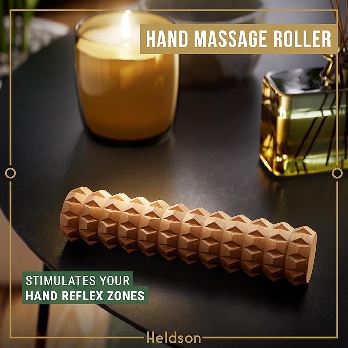 HELDSON® Wooden Therapy Massage Tools [6 Pieces] - Wood Rollers for Body Sculpting - Lymphatic Drainage Massager - Cellulite Tool - Maderoterapia Kit - Back Rolling Stick - Wellness Gifts Women, Men