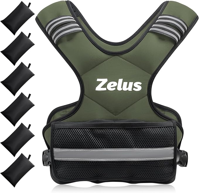 ZELUS Weighted Vest for Men and Women | 4-10lb/11-20lb/20-32lb Vest with 6 Ironsand Weights for Home Workouts | Adjustable Body Weight Vest Exercise Set for Cardio and Strength Training
