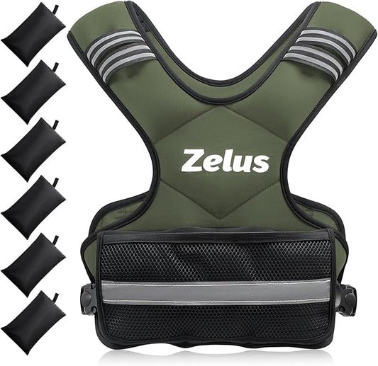 ZELUS Weighted Vest for Men and Women | 4-10lb/11-20lb/20-32lb Vest with 6 Ironsand Weights for Home Workouts | Adjustable Body Weight Vest Exercise Set for Cardio and Strength Training