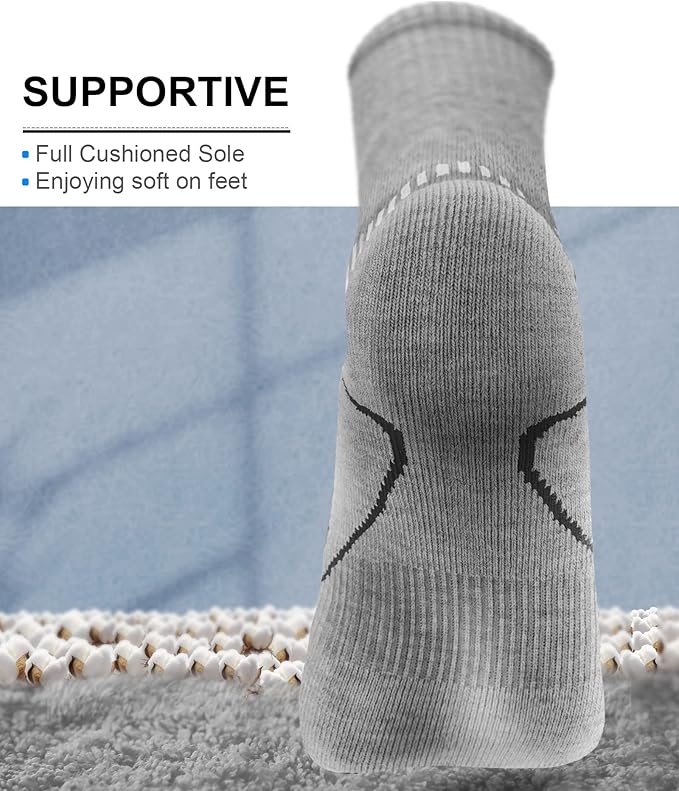 BULLIANT Compression Socks for Men 6Pairs, Athletic Crew Socks Cushioned For Men Sports Running-Arch Support