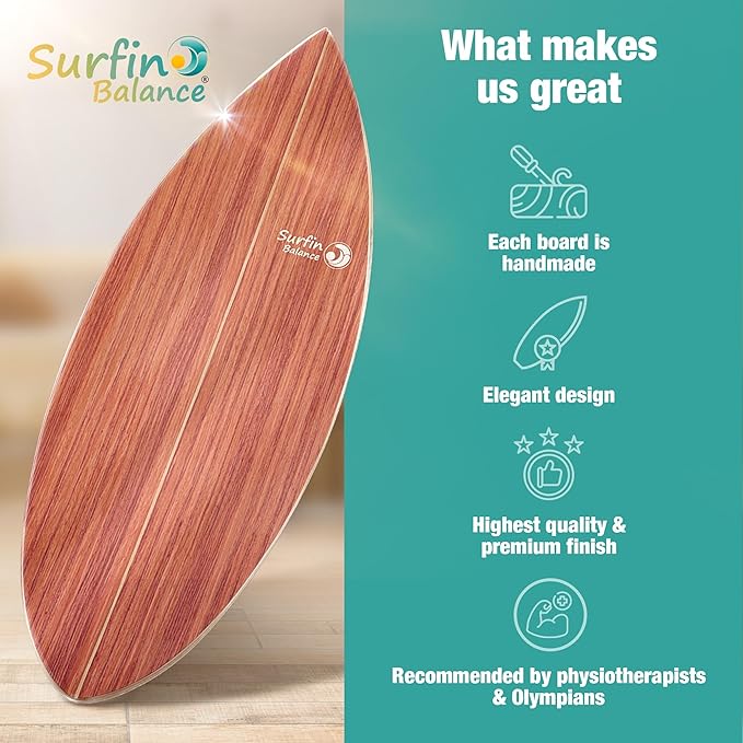 Wooden Balance Board - unique [incl. corc roller, corc hemisphere and balance ball] Balance Board Kids - Balance Boards for Adults - Indo Board Mobo Board Gibbon Board Giboard Slackboard Balancing
