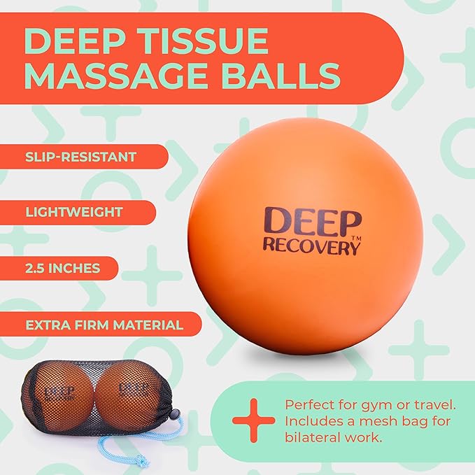 Sport Yoga Deep Tissue Massage Ball Set, Lacrosse Ball Size – Extra Firm Myofascial Release Balls for Feet, Back, Neck, Legs & Arms – Trigger Point & Mobility Therapy (2-Pack)