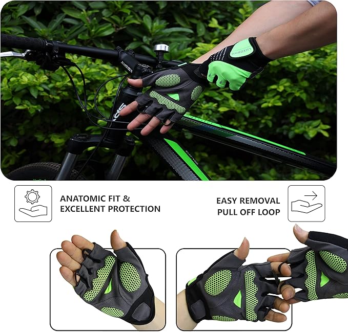 Cycling Gloves Mountain Bike for Men – Shock Absorbing SBR Gel Padded – Anti Slip Palm – Ultra Breathable – Specialized for Mens Bicycling, Biking, MTB Biker, Road Bicycle Riding