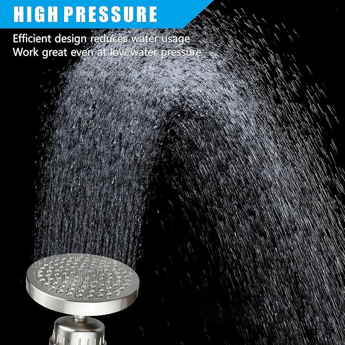 Filtered Shower Head, High Pressure Rain Shower Head Filter Set for Hard Water Removes Chlorine and Harmful Substances (Brushed Nickel)