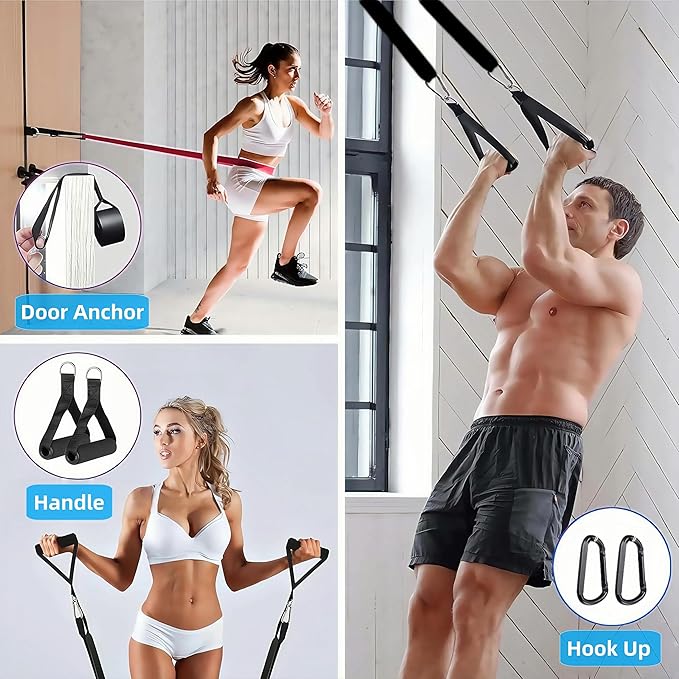 Pull Up Bands Resistance Bands Set for Working Out,8 PC Long Exercise Bands & Fabric Booty Bands for Training Hip Thigh Glute Fitness,Home Workouts,Physical Therapy for Men Women
