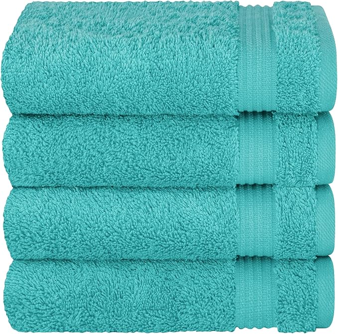 Cotton Paradise Hand Towels for Bathroom, 100% Cotton Turkish 4 Piece Hand Towel Set, Soft Absorbent Face Towels, Turquoise Hand Towels
