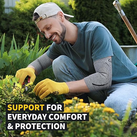 CAMBIVO 2 Pack Elbow Brace for Women and Men, Elbow Compression Sleeve for Tendonitis, Golf Elbow, Tennis Elbow, Arthritis, Bursitis, Weightlifting, and Basketball