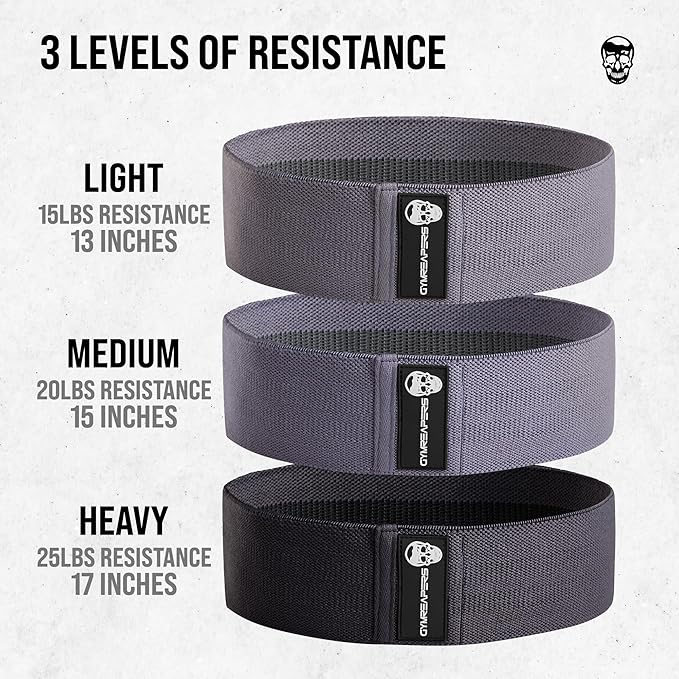 Hip Bands for Booty Workouts | Non Slip Fabric Band Set with 3 Levels - Resistance Bands for Legs & Hip - for Men & Women
