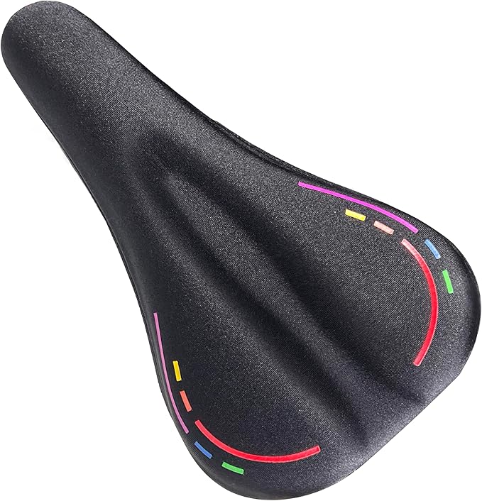 Bike Seat Cushion Compatible with Peloton Bike & Plus, Gel Bicycle Seat Cover for Women & Men Comfort, Accessories for Most Narrow Bicycle Saddle, Extra Padded with Soft Memory Foam, 11”x7”