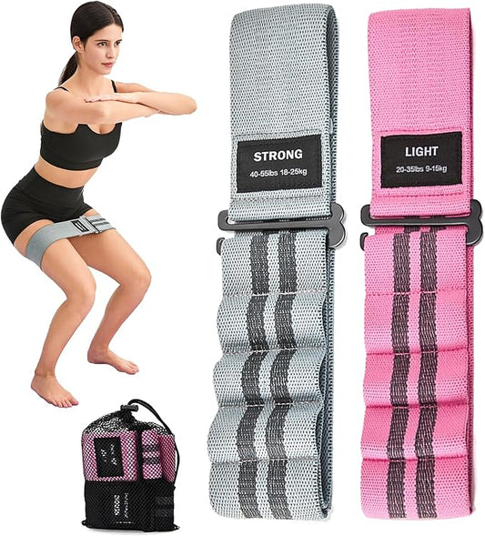 Adjustable Fabric Resistance Bands for Squats, Glutes & Legs – 5 Levels of Customizable Size, Width & Tension, Non-Slip Booty Bands for Men and Women, Pilates & Yoga Workouts(Medium)