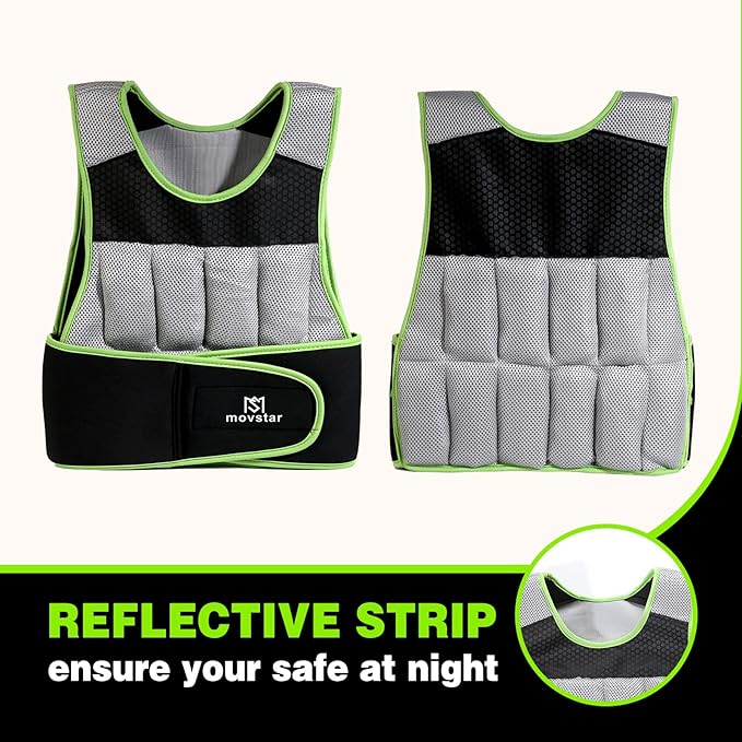 Adjustable Weighted Vest Women Men with Reflective Design 10lbs,20lbs Workout Vest for Strength Training, Walking, Jogging, Weightlifting, Running Men Women