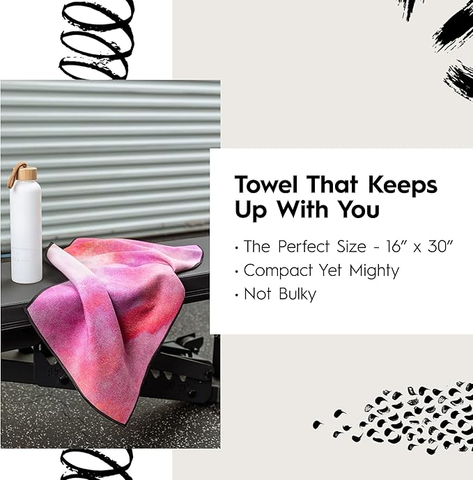 GEOMETRY Gym Towels for Working Out - Double-Sided, Compact & Quick Dry, Super Absorbent Microfiber Sweat Towel - Premium Microfiber for Gym - in Line, 16" x 30", 1 Piece