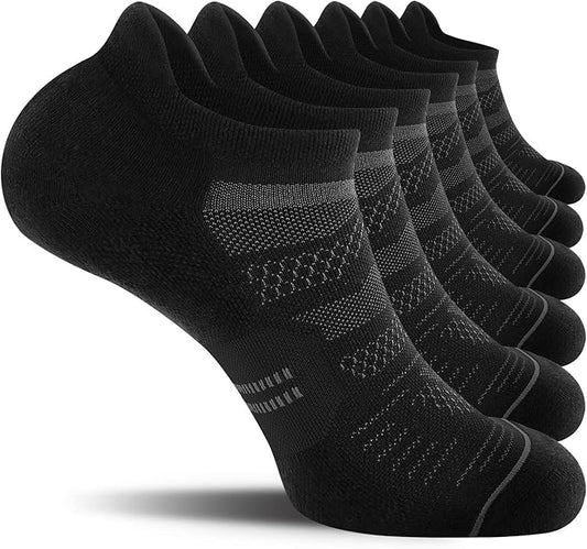 CS CELERSPORT 6 Pack Men's Running Ankle Socks with Cushion, Low Cut Athletic Sport Tab Socks