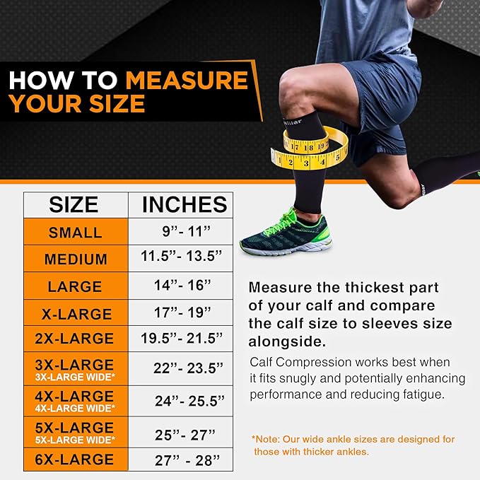 Doc Miller Compression Calf Sleeve for Men & Women, Premium Medical Grade, 15-20mmHg Graduated Support for Running, Calf Tear, Shin Splints, Knee High, Calf Sleeves, 1 Pair