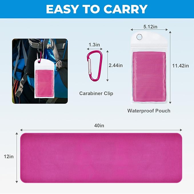 Cooling Towels for Neck and Face - Microfiber Chilly Towel Yoga Towel for Men or Women Ice Cold Towels for Yoga Gym Travel Camping Golf Football & Outdoor Sports