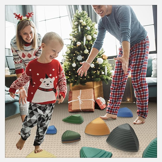 Gentle Monster Stepping Stones for Kids, Set of 6/8/11 PCS for Balance with Non-Slip Bottom - Exercise Coordination and Stability(11PCS Morandi)