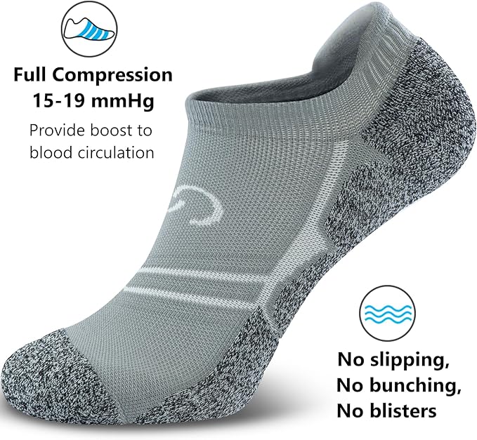CWVLC No Show Sports Compression Socks for Men Women with Cushion (4/8 Pairs)