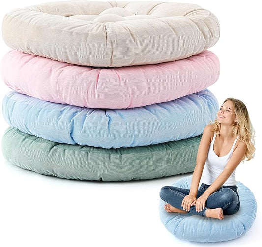 Jerify Floor Pillow Cushions 22 x 22 Inch Round Square Large Meditation Floor Pillow for Classroom Adult Meditation Picnic Party Cushion for Seating Gift Christmas(Round,Light Colors,4 Pcs)