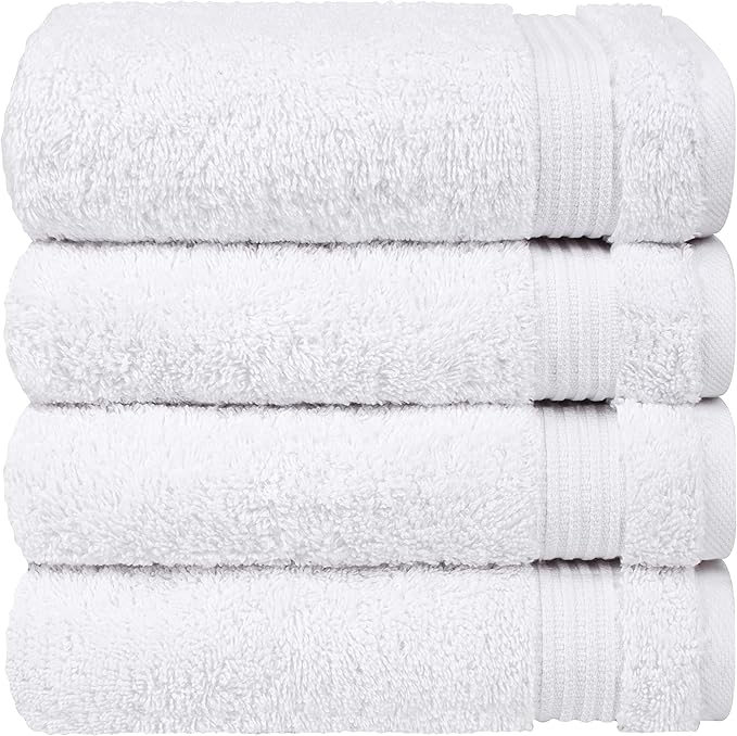 Cotton Paradise Hand Towels for Bathroom, 100% Cotton Turkish 4 Piece Hand Towel Set, Soft Absorbent Face Towels, White Hand Towels