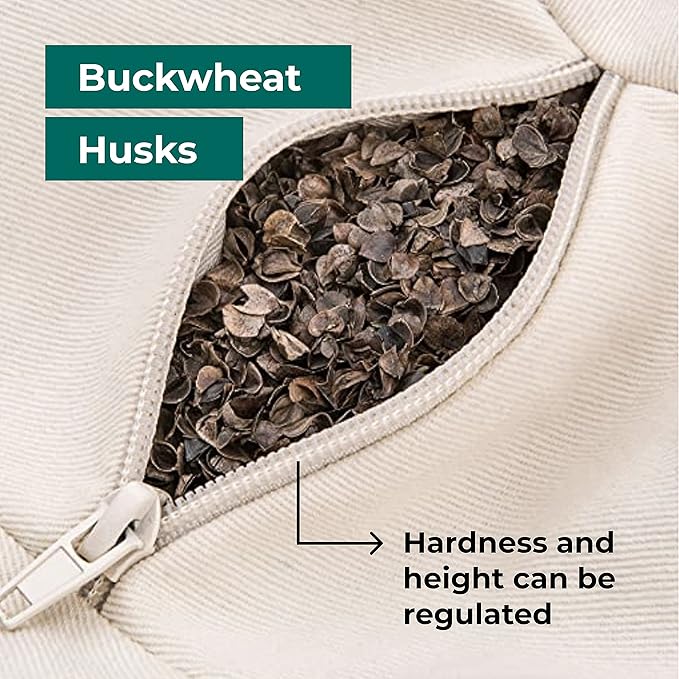 (Height 6.5") Round Zafu Yoga Bolster for Gymnastics & Meditation Made in the EU - Light Beige 100% Natural Cotton Yoga Meditation Buckwheat Meditation Cushion with Washable Covers