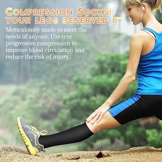 Compression Socks for Women & Men 15-20 mmHg, Best for Medical, Nursing, Running, Athletic, Varicose Veins, Travel