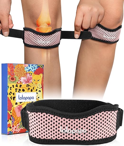 Knee Brace - 2Pack Adjustable Compression Brace with V-shaped Support Strip for Men Women Patella Band for Meniscus Injury Arthritis Pain Joint Support Strap for Workout, Pink