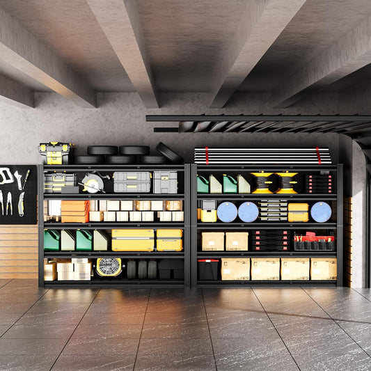 5-Tier 60”W x 24”D x 72”H Garage Shelving Storage Shelves 3000LBS Heavy Duty Metal Shelf Adjustable Rack Units Suitable for Garage Basement Warehouse Utility Shelves (Black)