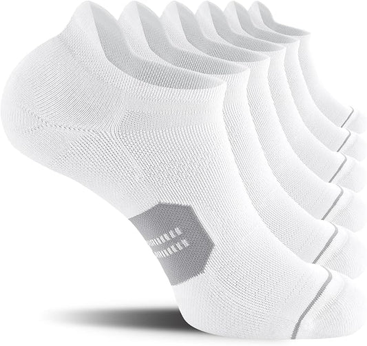 CS CELERSPORT 6 Pack Men's Running Ankle Socks with Cushion, Low Cut Athletic Tab Socks