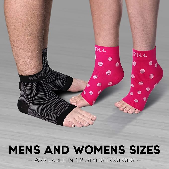 NEWZILL Plantar Fasciitis Socks with Arch Support, BEST 24/7 Foot Care Compression Sleeve, Eases Swelling & Heel Spurs, Ankle Brace Support, Increases Circulation (S/M, Pink w White Dots)