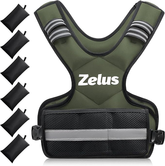 ZELUS Weighted Vest for Men and Women | 4-10lb/11-20lb/20-32lb Vest with 6 Ironsand Weights for Home Workouts | Adjustable Body Weight Vest Exercise Set for Cardio and Strength Training