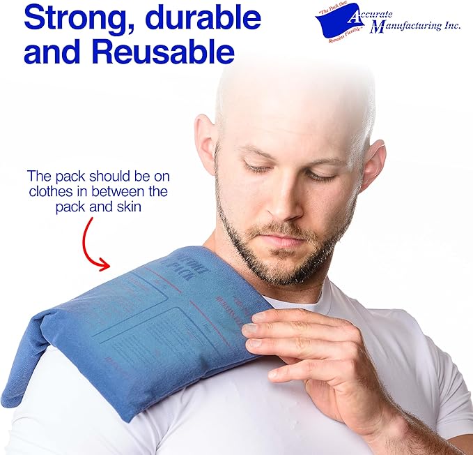 Flexible Reusable Gel Packs for Neck, Wrist, Arm, Back and Shoulder Pain Relief - Versatile Hot or Cold Gel Packs for Injuries, Sore Muscles or Toothache Pain Relief, Blue, 9" x 12", 2 Pack