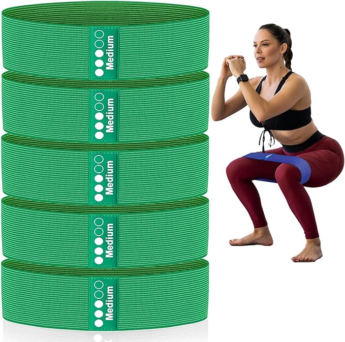 Resistance Bands for Working Out - Exercise Bands Set with Workout Guide - Fabric Elastic Bands for Physical Therapy - Fitness Bands Ideal for Legs Hip Glute
