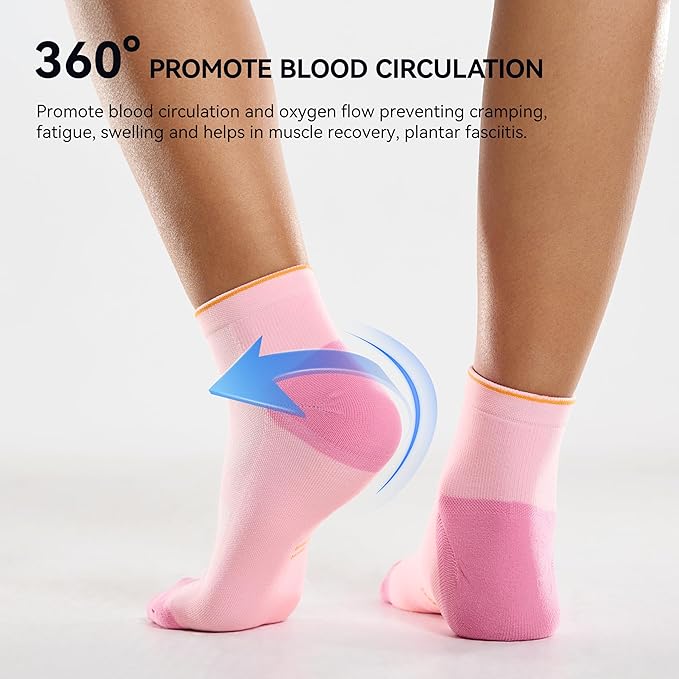 CS CELERSPORT 2/5 Pairs Ankle Compression Socks for Men and Women Running Athletic Socks