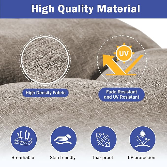 Bench Cushions for Outdoor Furniture, 42 x 16 Inch Outdoor Bench Cushion, Patio Bench Cushion with Durable Ties, Long Patio Seat Cushions for Garden, Indoor, Kitchen&Dining, Khaki