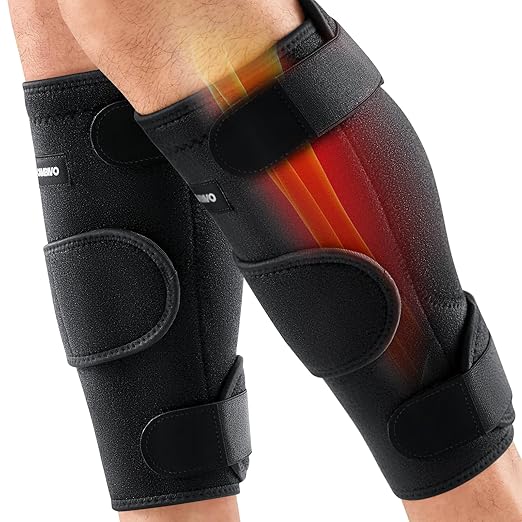 CAMBIVO Calf Brace for Torn Muscle, 2 Pack Adjustable Neoprene Compression Wrap Support for Shin Splints, Strain, Leg Pain (Black, XX-Large)