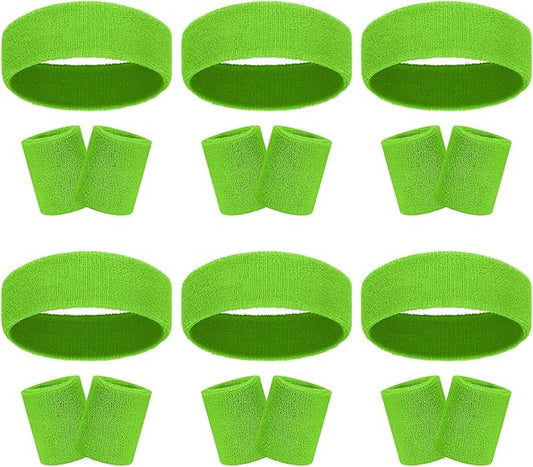 18 Pcs Sweatbands Headband Wristband Set Colorful Striped Terry Cloth Sports Athletic Gym 80s Sweat Headbands