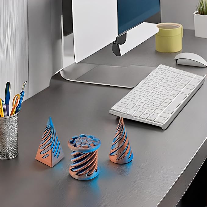 3 Packs Impossible Cone,Spiral Cone Fidget Toy Impossible Pyramid Passthrough Toy,3D Printed Spiral Cone Fidget Toy,Mini Vortex Thread Illusion Desktop Deco Souvenir Gift for Anxiety Relaxing
