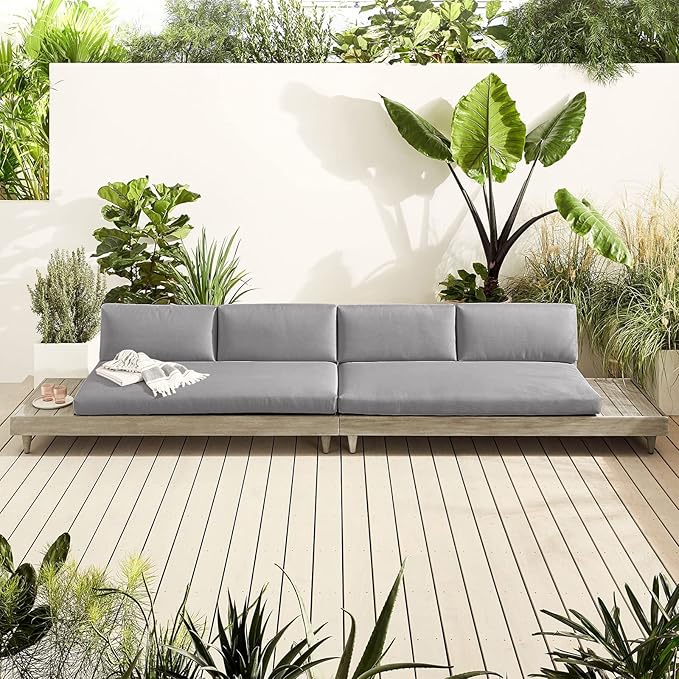 idee-home Outdoor Bench Cushion Waterproof, Bench Cushions for Outdoor Furniture, Patio Porch Swing Replacement Seat Pad with Ties for Garden Backyard, 42 x 18 Inch Grey