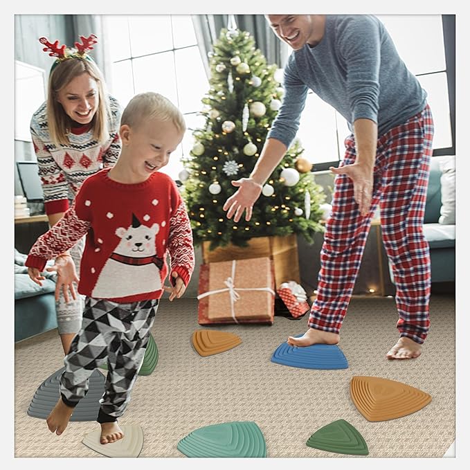 Gentle Monster Stepping Stones for Kids, Set of 6/8/11 PCS for Balance with Non-Slip Bottom - Exercise Coordination and Stability(8PCS Morandi)