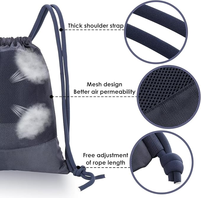 GAENMESH Drawstring Backpack Bag for Sports Lightweight Foldable Gym Bag with Sturdy Draw Cord Shoulder Strap Hiking Travel Camping