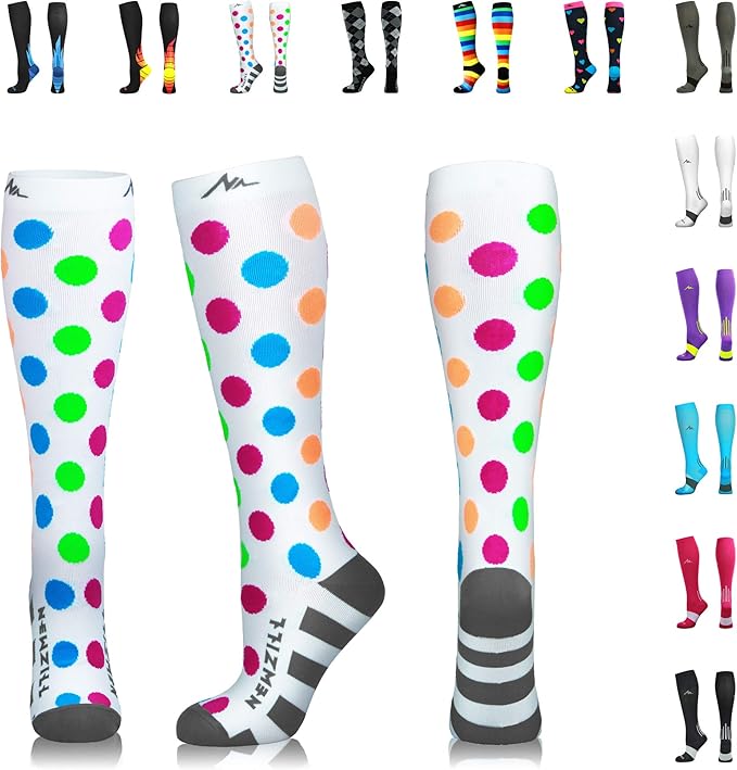 NEWZILL Medical Compression Socks for Women & Men Circulation 20-30 mmHg, Best Support for Running Athletic Cycling Nursing Travel Work and Fitness