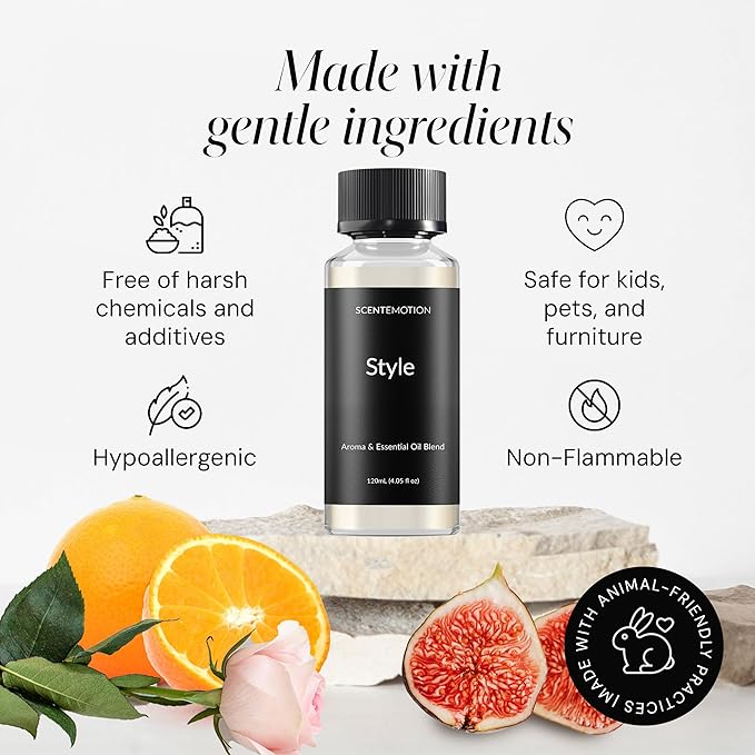 Style Diffuser Oil Opulent Resort-Style Aroma  | Essential Oils Blend and Premium Fragrance for Home, Ultrasonic & Waterless Diffusers |Citrus, Black Fig & Rose | 4.05 fl oz, 120 mL