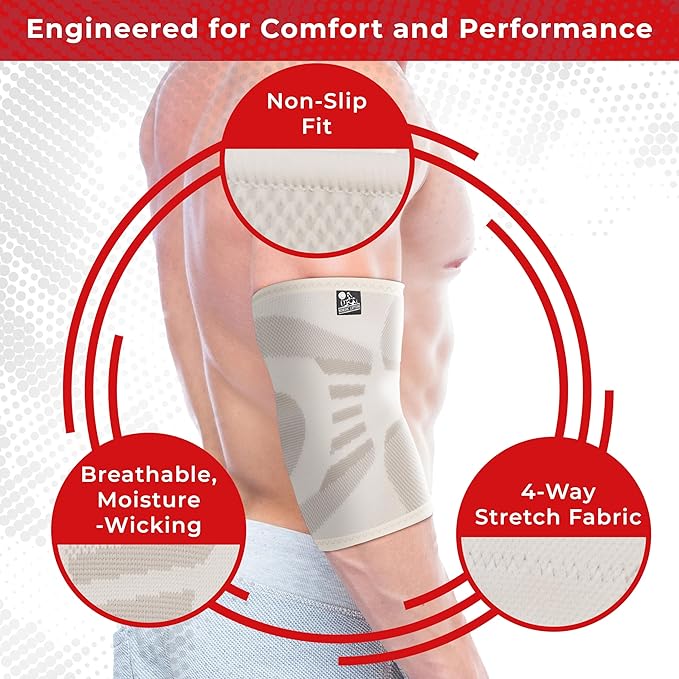 Nordic Lifting Elbow Compression Sleeves (1 Pair) for Men & Women - Support for Pain Relief, Tendonitis, Golfer’s & Tennis Elbow - Weightlifting Brace for Workout, Arm & Joint Recovery